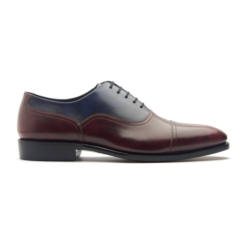 Enzo, Contemporary Balmoral - Navy & Burgundy Museum Calf | Hand Welted Contemporary Classics