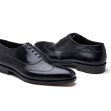 Jürgen-Z, Spiral Austerity Wingtip Oxford - Black Calf | Hand Welted Spiral Collection