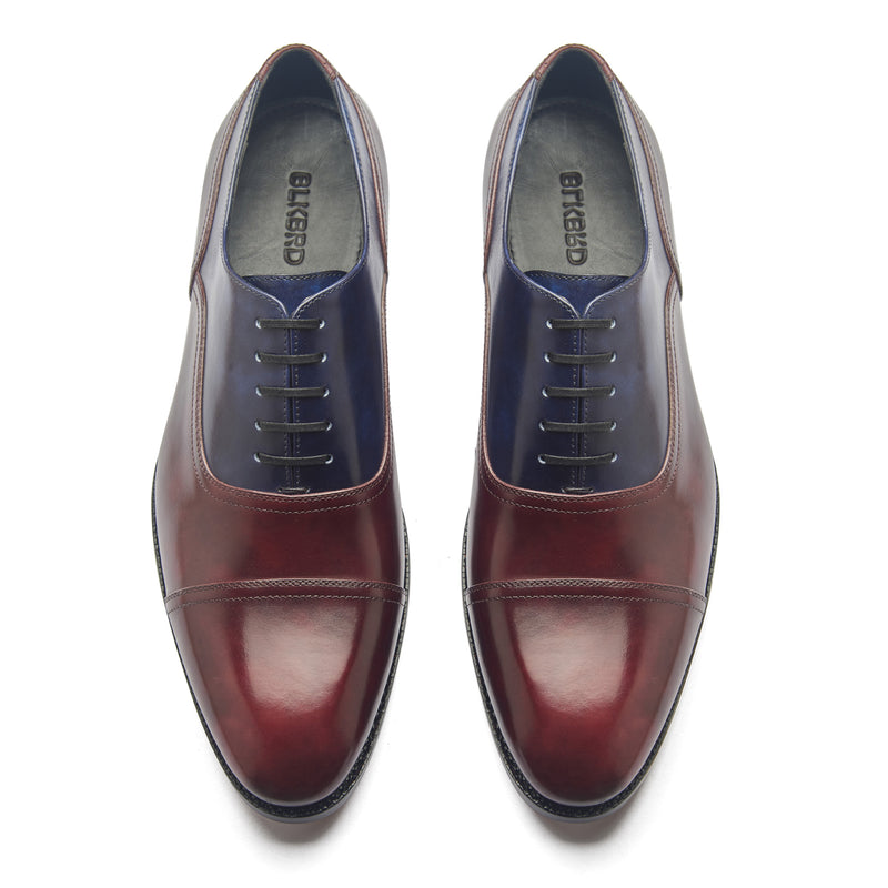 Enzo, Contemporary Balmoral - Navy & Burgundy Museum Calf | Hand Welted Contemporary Classics