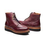 Dallas, Moctoe Boot - Burgundy Bison | Hand Welted Boots 2.0