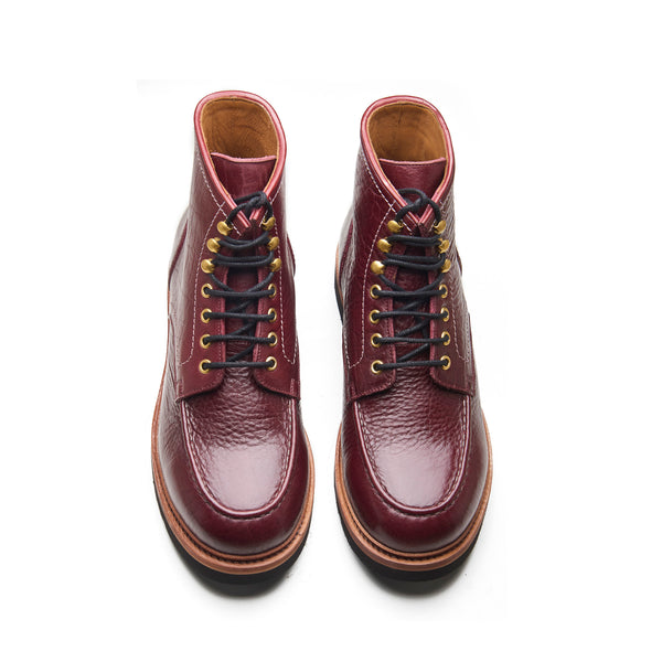 Dallas, Moctoe Boot - Burgundy Bison | Hand Welted Boots 2.0