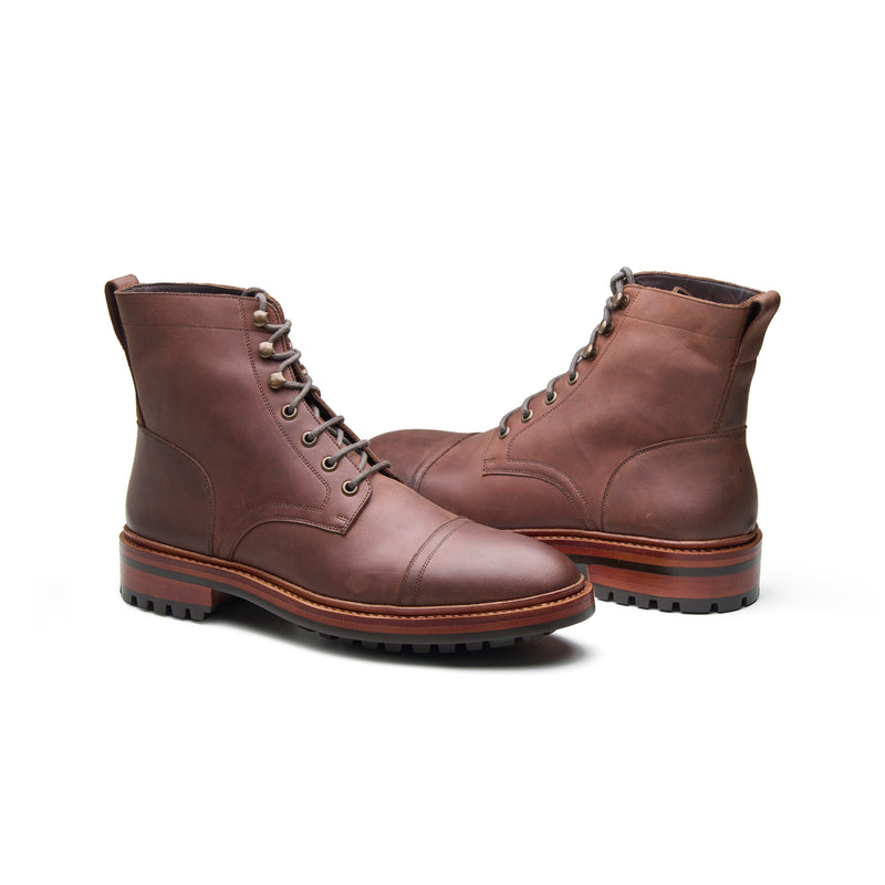 Dixon, Cap-Toe Derby Boot - Brown Pullup | Hand Welted Stout Boots