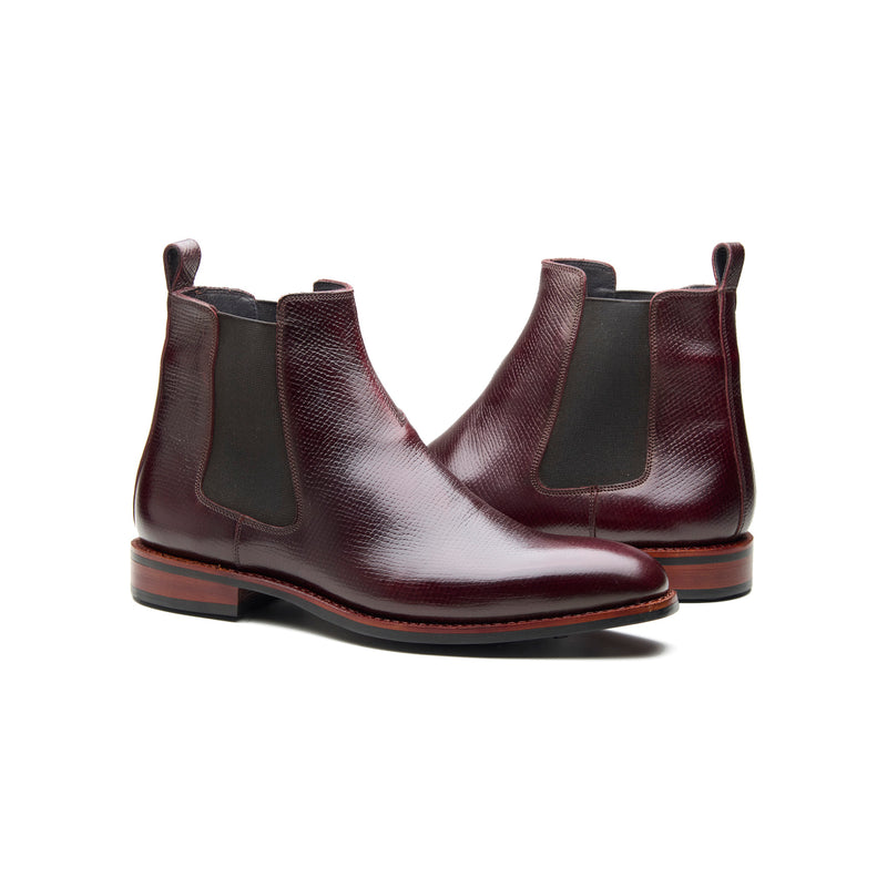 Destrier, Chelsea Boot - Burgundy Hatchgrain | Hand Welted Contemporary Classics (Copy)