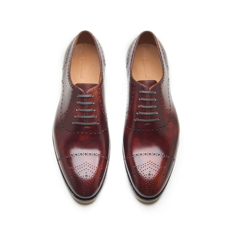 Constello, True Seamless | Faux Cap-toe Semi Brogue, Hand Welted - Chestnut Musuem Calf
