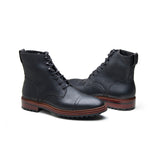 Dixon, Cap-Toe Derby Boot - Black Pullup | Hand Welted Stout Boots