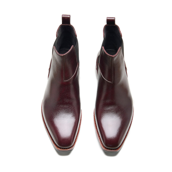 Destrier, Chelsea Boot - Burgundy Hatchgrain | Hand Welted Contemporary Classics (Copy)