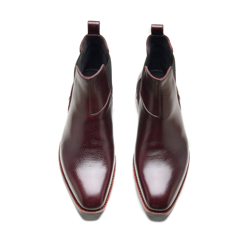 Destrier, Chelsea Boot - Burgundy Hatchgrain | Hand Welted Contemporary Classics (Copy)