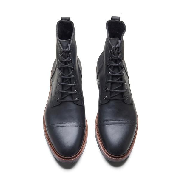 Dixon, Cap-Toe Derby Boot - Black Pullup | Hand Welted Stout Boots