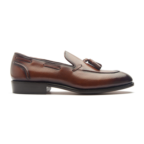 Royce, Tassel Loafer - Cognac Hatchgrain | Contemporary Classics