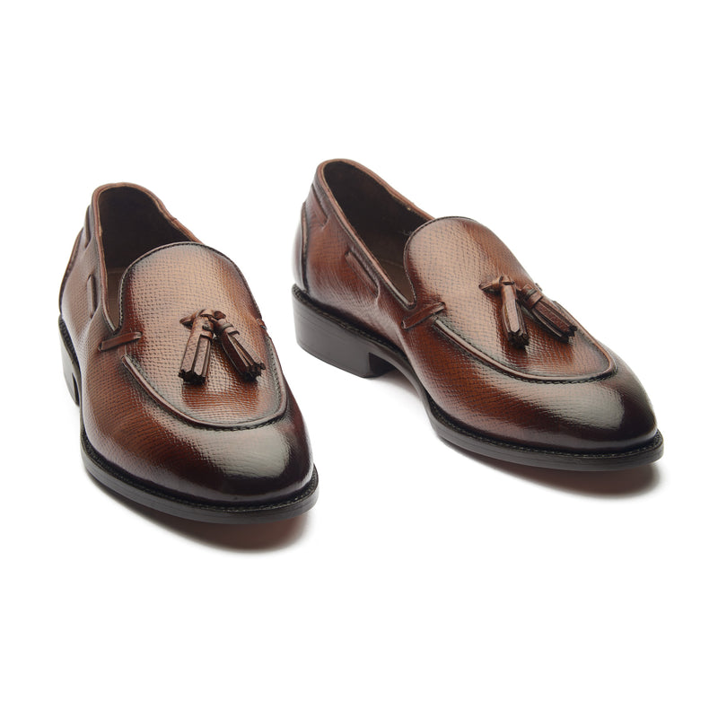 Royce, Tassel Loafer - Cognac Hatchgrain | Contemporary Classics