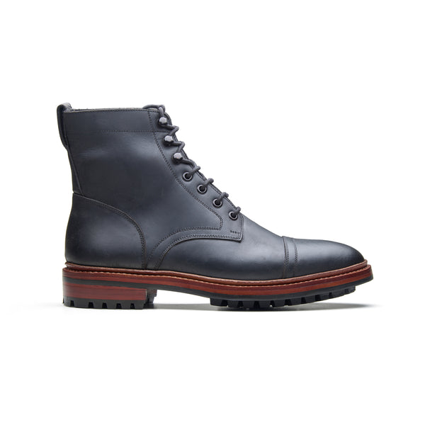 Dixon, Cap-Toe Derby Boot - Black Pullup | Hand Welted Stout Boots