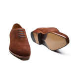 Constello, True Seamless | Faux Cap-toe Semi Brogue, Hand Welted - Castorino Suede French Brown