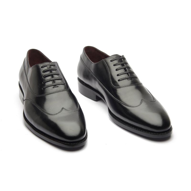 Jürgen, Austerity Wingtip Spiral Oxford - Black Calf | Hand Welted Spiral Collection