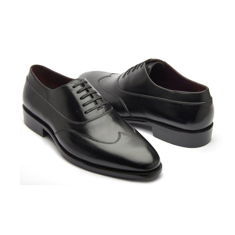 Jürgen, Austerity Wingtip Spiral Oxford - Black Calf | Hand Welted Spiral Collection