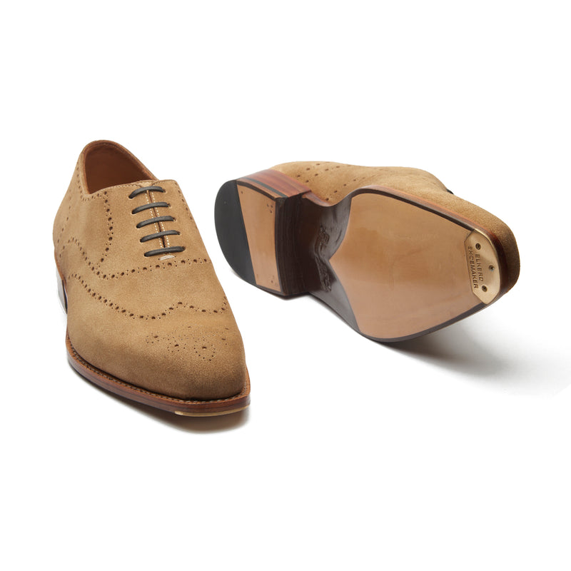 CONSTELLO, TRUE SEAMLESS | FAUX WINGTIP BROGUE, HAND WELTED - CASTORINO SUEDE CASHEW