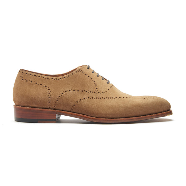 CONSTELLO, TRUE SEAMLESS | FAUX WINGTIP BROGUE, HAND WELTED - CASTORINO SUEDE CASHEW