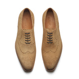 CONSTELLO, TRUE SEAMLESS | FAUX WINGTIP BROGUE, HAND WELTED - CASTORINO SUEDE CASHEW