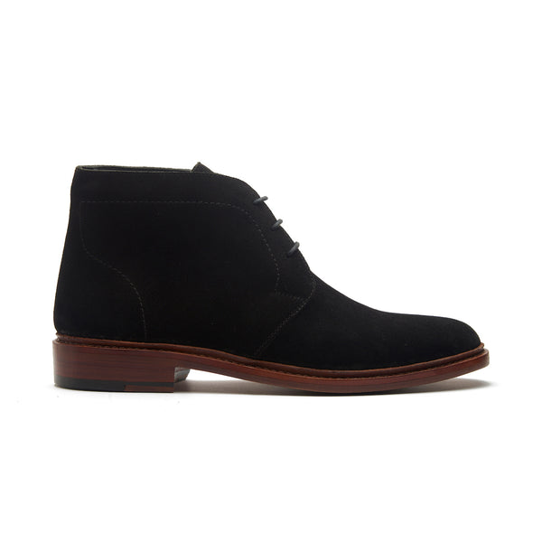 Lucas, Unlined Chukka Boot - Ox Reverse Black | Hand Welted Smart Casuals
