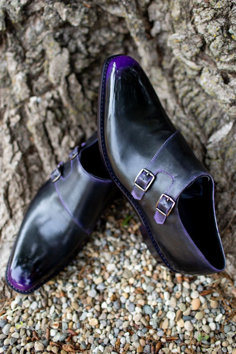 SABRE, SPIRAL DOUBLE MONK STRAP - Midnight Mulberry | PATINA COLLECTION
