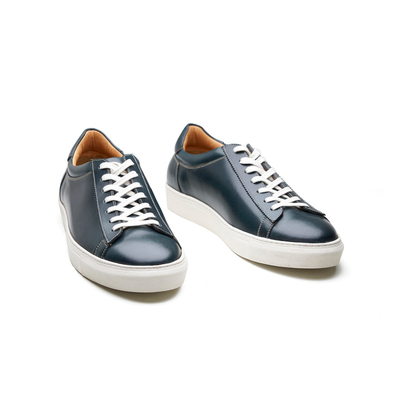 Perez, Lace-up Sneaker - Navy Pullup | Smart Casuals