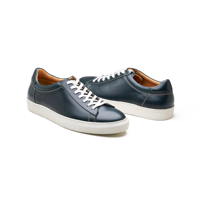 Perez, Lace-up Sneaker - Navy Pullup | Smart Casuals