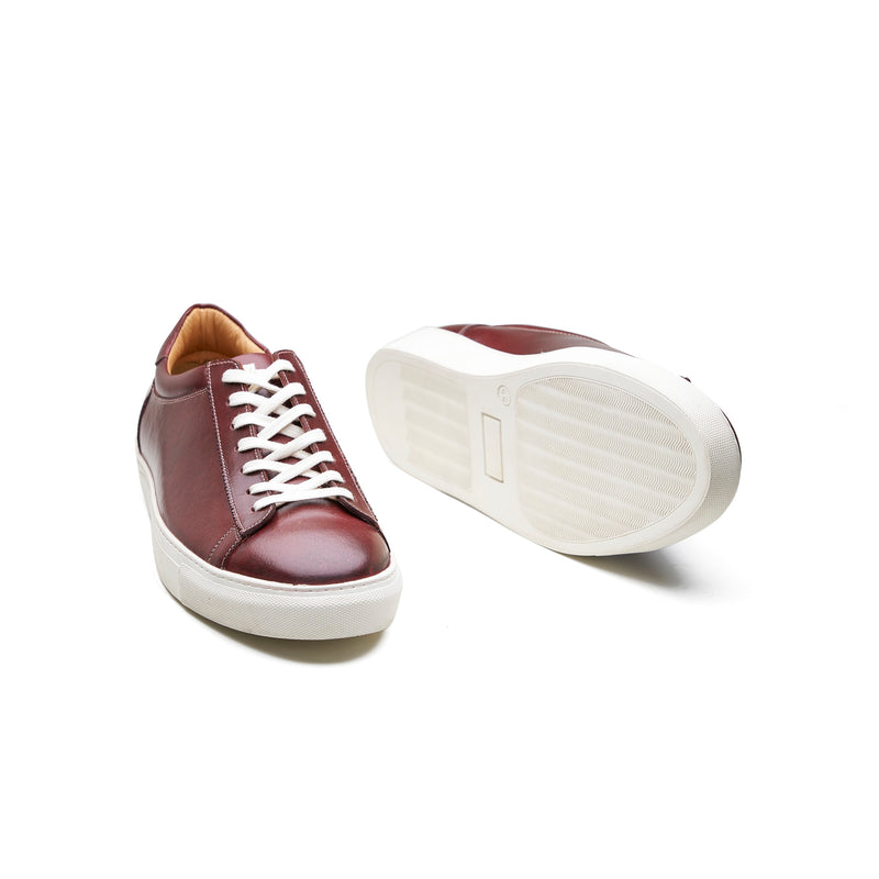 Perez, Lace-up Sneaker - Burgundy Pullup | Smart Casuals