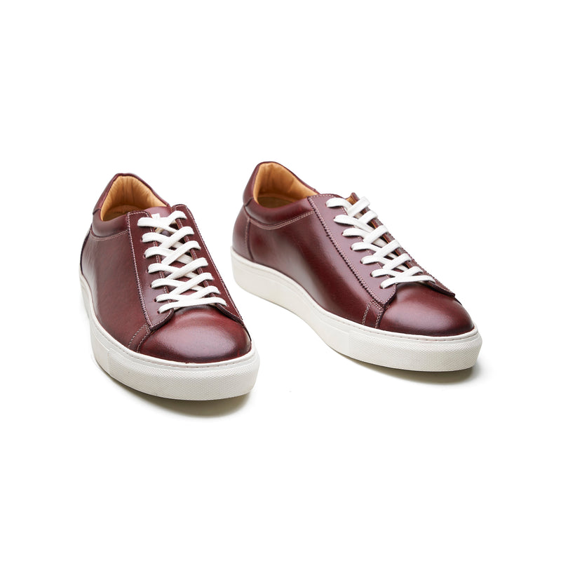 Perez, Lace-up Sneaker - Burgundy Pullup | Smart Casuals