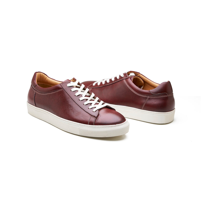 Perez, Lace-up Sneaker - Burgundy Pullup | Smart Casuals