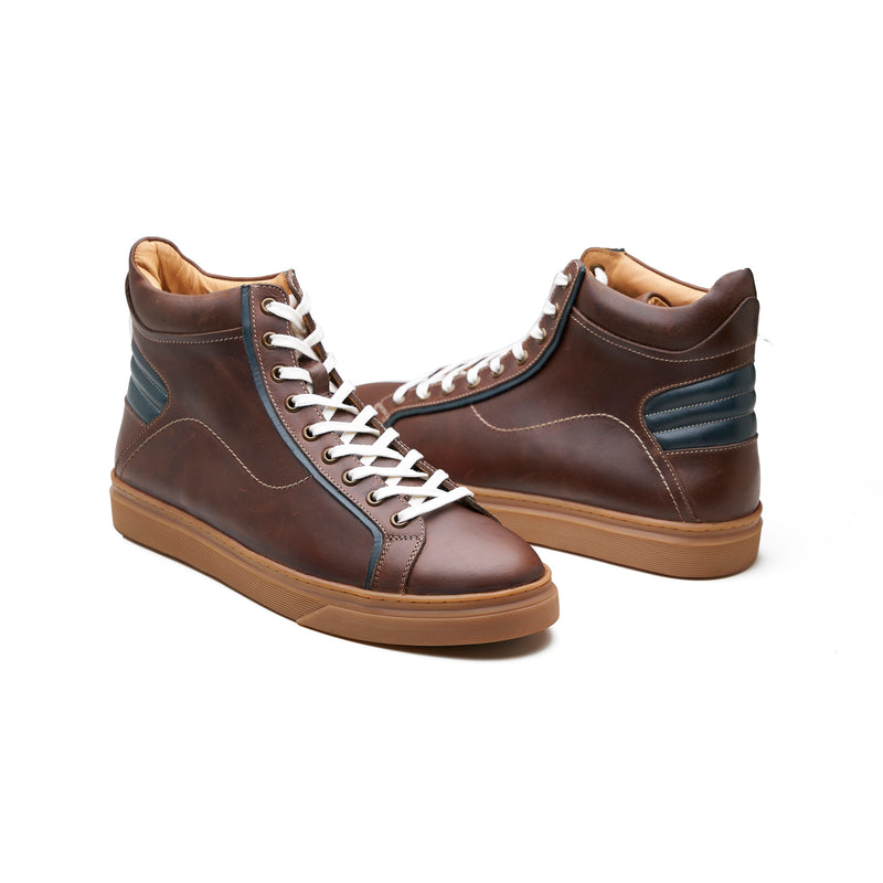 Kaiser, High Top Work Sneaker - Brown Pullup | Smart Casuals