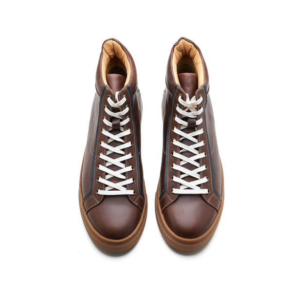 Kaiser, High Top Work Sneaker - Brown Pullup | Smart Casuals