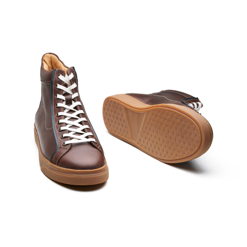 Kaiser, High Top Work Sneaker - Brown Pullup | Smart Casuals