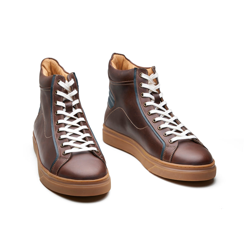 Kaiser, High Top Work Sneaker - Brown Pullup | Smart Casuals