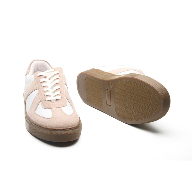 Martin Low Top, German Army Trainer - White & Beige Suede | Smart Casuals