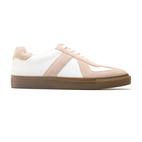 Martin Low Top, German Army Trainer - White & Beige Suede | Smart Casuals