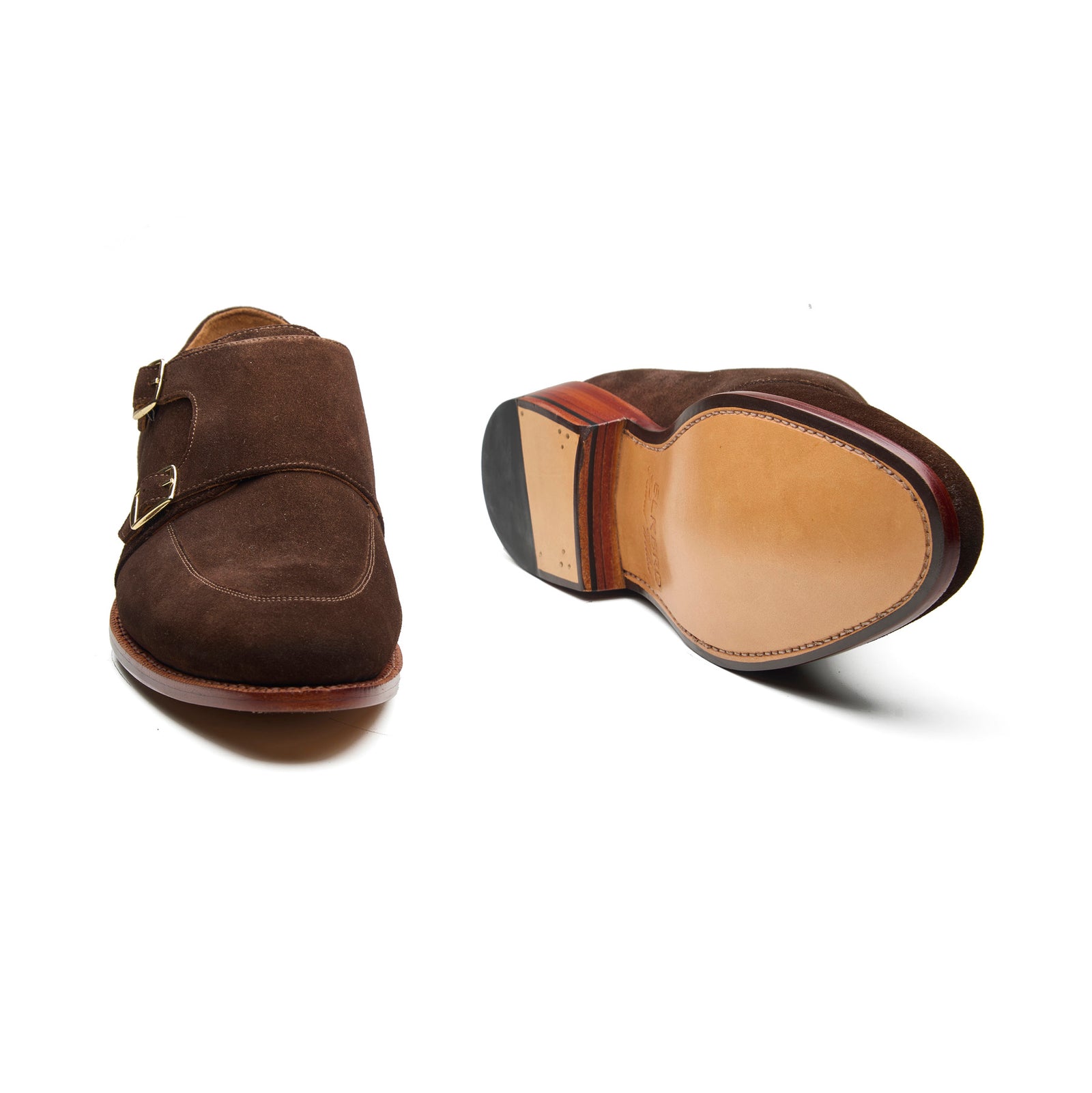 unknown 小窓表記 Suede Double Monk UK6程度 Skolyx dark brown suede double monk | Skolyx