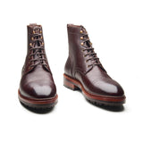 Dixon, Cap-Toe Derby Boot - Burgundy American Bison | Hand Welted Service Boots