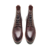 Dixon, Cap-Toe Derby Boot - Burgundy American Bison | Hand Welted Service Boots