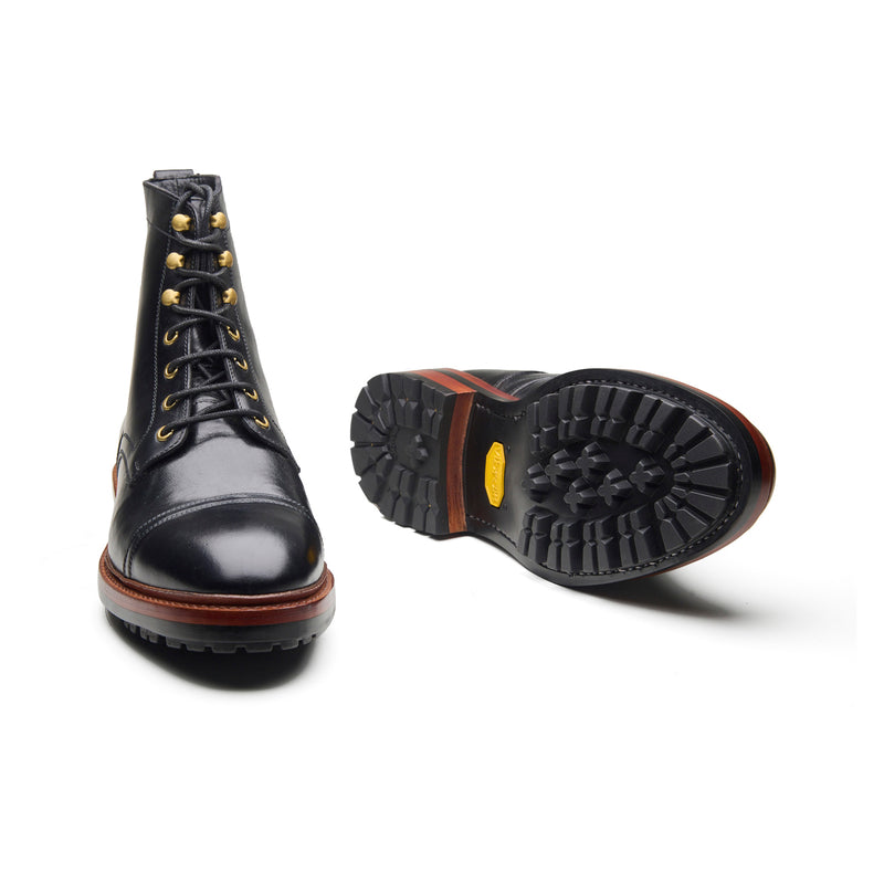 Dixon, Cap-Toe Derby Boot - Black Chromexcel | Hand Welted Service Boots