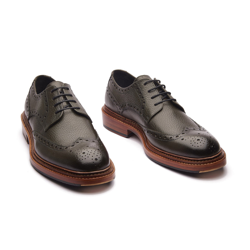 Rudolph-X, Wingtip Derby - Green Milled Grain | New Age