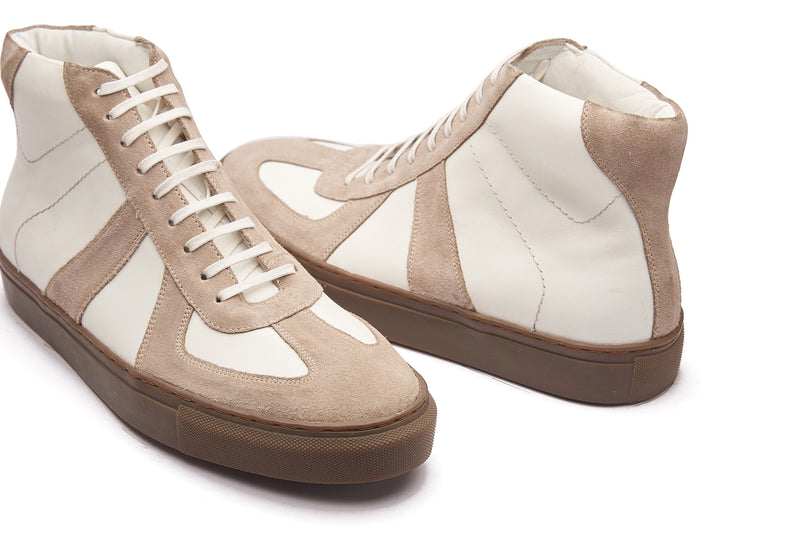 Martin, German Army Trainer - White & Beige Suede | Smart Casuals