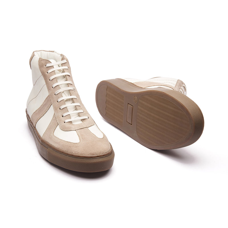 Martin, German Army Trainer - White & Beige Suede | Smart Casuals