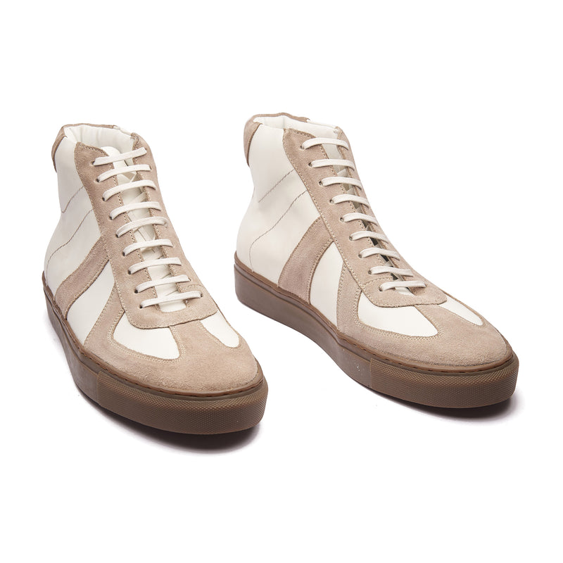 Martin, German Army Trainer - White & Beige Suede | Smart Casuals