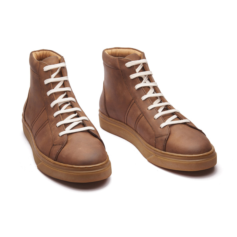 Jaeger, High Top Work Sneaker - Cognac Pullup | Smart Casuals