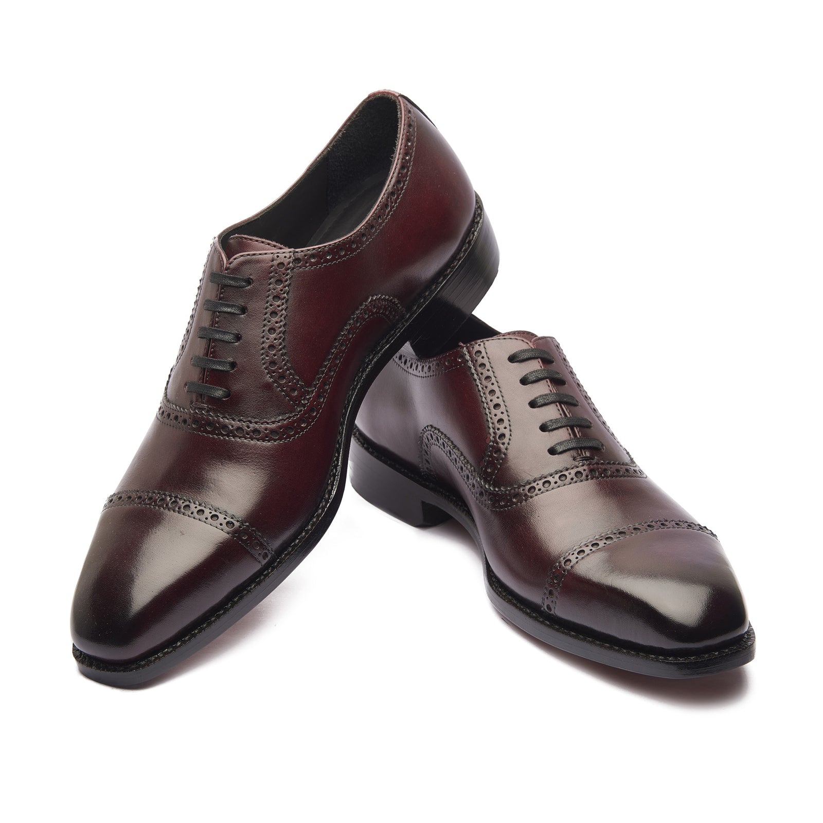 Bemer Quarter Brogue Oxford Burgundy Hand Welted Classics Collect BLKBRD SHOEMAKER HAND WELTED SHOES HANDCRAFTED IN INDIA