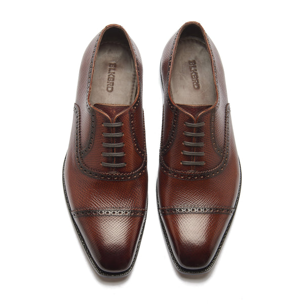 Bemer-X, Quarter Brogue Oxford - Horween Hatch-grain | Hand Welted Contemporary Classics