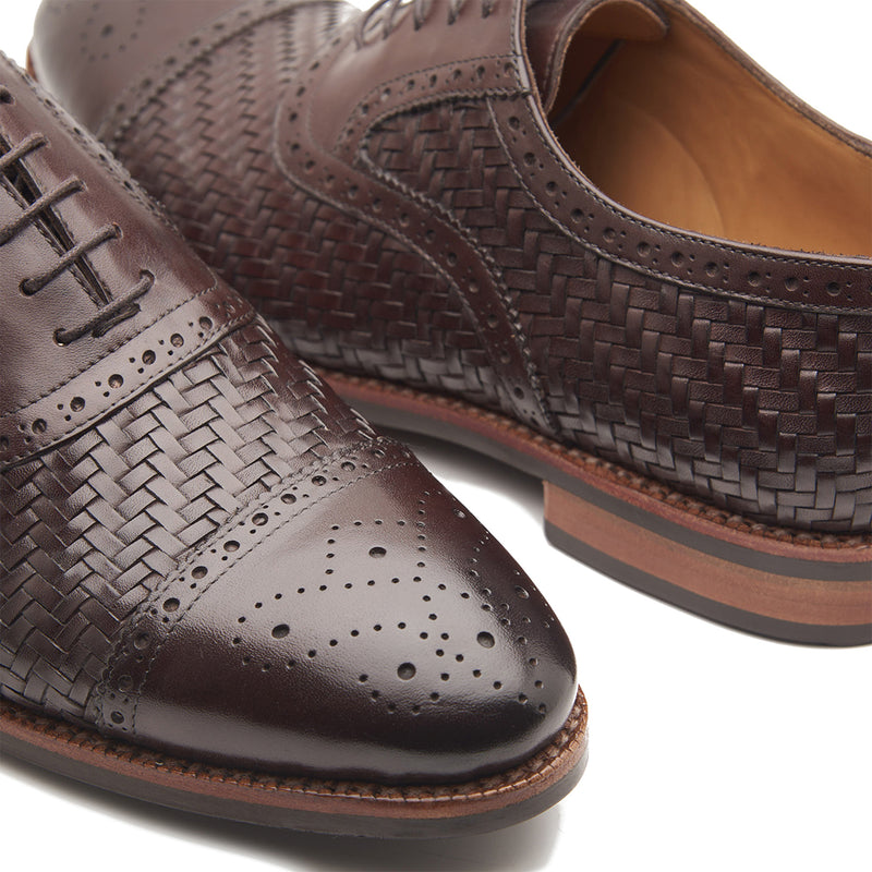 Schulz, Woven Leather Oxford - Brown | Hand Welted | Classics Collection