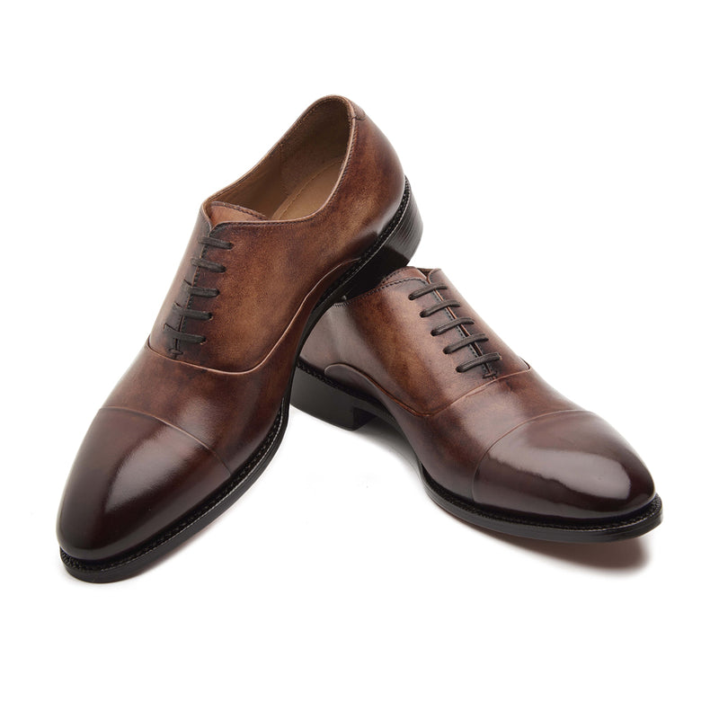 Romero, Cap-toe Oxford - Cocoa Beige | Hand Welted | Patina Collection