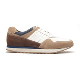 Beaux, U-Tip Laceup Trainers - White/Beige | Smart Casuals