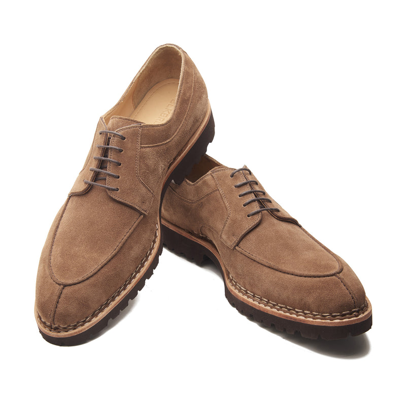 Aurora, Split Toe Derby - Sand Suede | Norwegian Stitch | Hand Welted Smart Casuals