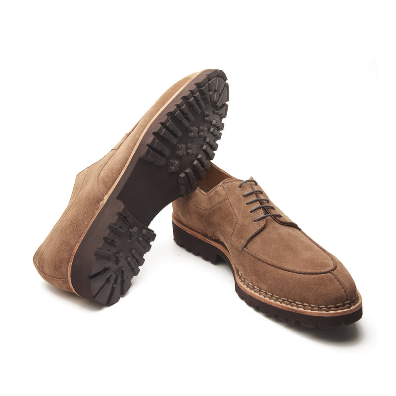 Aurora, Split Toe Derby - Sand Suede | Norwegian Stitch | Hand Welted Smart Casuals